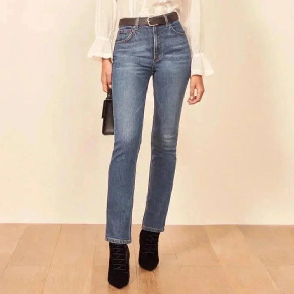 NWT Reformation Liza High Rise Straight Laguna Jeans Size 31 - Picture 1 of 6